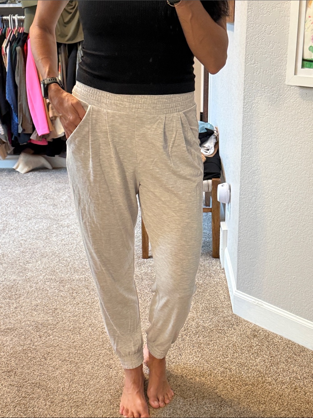 Express Heather Gray Elastic-Waist Jogger Pants